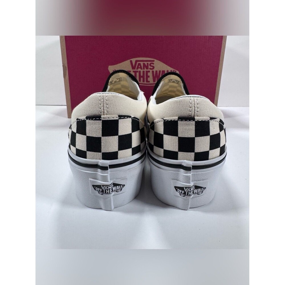 Vans Classic Slip-On Stackform Checkerboard Black Classic White Sneakers Women 8 - Picture 5 of 12